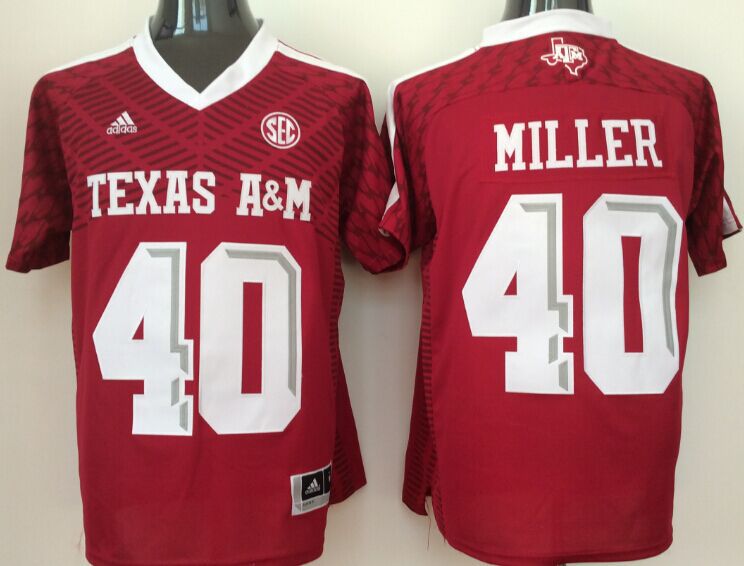 Men Texas A&M Aggies #40 Miller Red 2025 NCAA Jersey